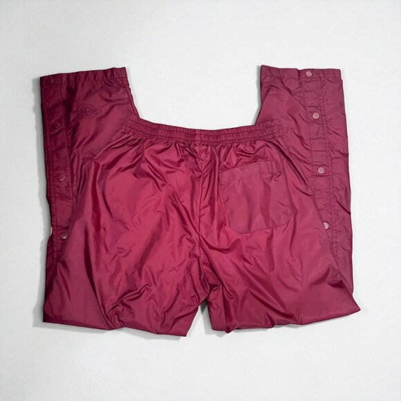 Vintage Breakaway Track Pants Burgundy Maroon Nylon Lined 90s Men's Size M - Picture 4 of 7